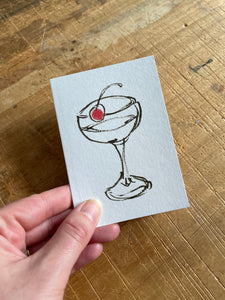 Cocktail with cherry card, A7