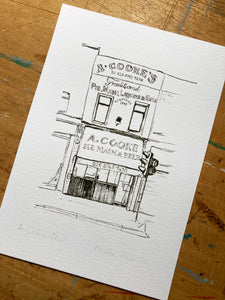 Illustration print: A Cooke Pie and Mash Shop