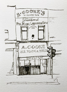 Illustration print: A Cooke Pie and Mash Shop