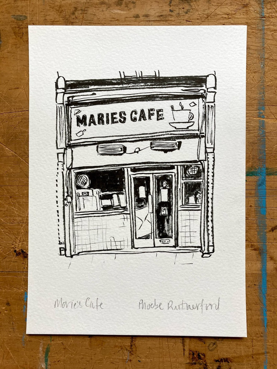Illustration print: Maries Cafe – Phoebe Rutherford