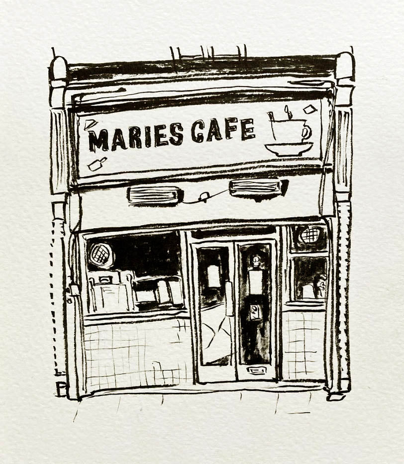 Illustration print: Maries Cafe – Phoebe Rutherford
