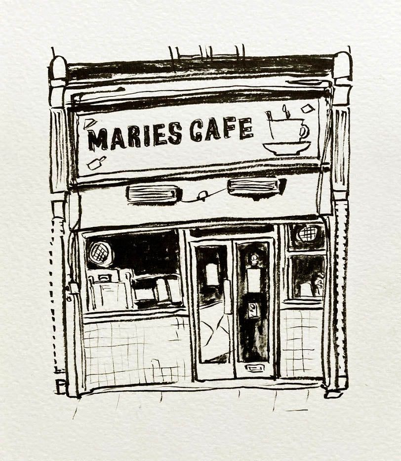 Illustration print: Maries Cafe
